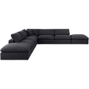  Manufacturer Color_Black -- Comfy 157" Black Linen Textured Fabric Upholstered 7 pc Modular Sectional IMAGE 4