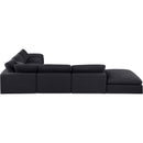  Manufacturer Color_Black -- Comfy 157" Black Linen Textured Fabric Upholstered 7 pc Modular Sectional IMAGE 5