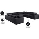  Manufacturer Color_Black -- Comfy 158" Black Linen Textured Fabric Upholstered 8 pc Modular Sectional IMAGE 11