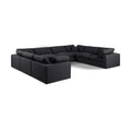  Manufacturer Color_Black -- Comfy 158" Black Linen Textured Fabric Upholstered 8 pc Modular Sectional IMAGE 1