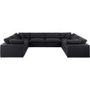 Manufacturer Color_Black -- Comfy 158" Black Linen Textured Fabric Upholstered 8 pc Modular Sectional IMAGE 4