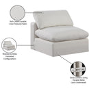 Manufacturer Color_Cream -- Comfy Cream Linen Textured Fabric Upholstered Modular Armless Chair IMAGE 10