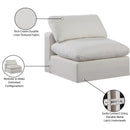 Meridian Comfy Cream Linen Textured Fabric Modular Armless Chair IMAGE 10