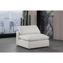  Manufacturer Color_Cream -- Comfy Cream Linen Textured Fabric Upholstered Modular Armless Chair IMAGE 2
