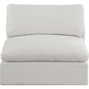Meridian Comfy Cream Linen Textured Fabric Modular Armless Chair IMAGE 4