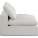  Manufacturer Color_Cream -- Comfy Cream Linen Textured Fabric Upholstered Modular Armless Chair IMAGE 5