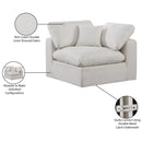 Meridian Comfy Cream Linen Textured Fabric Modular Corner Chair IMAGE 10