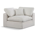 Meridian Comfy Cream Linen Textured Fabric Modular Corner Chair IMAGE 1