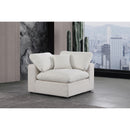  Manufacturer Color_Cream -- Comfy Cream Linen Textured Fabric Upholstered Modular Corner Chair IMAGE 2
