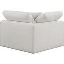  Manufacturer Color_Cream -- Comfy Cream Linen Textured Fabric Upholstered Modular Corner Chair IMAGE 3