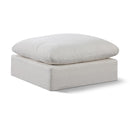 Meridian Comfy Cream Linen Textured Fabric Modular Ottoman IMAGE 1