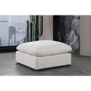  Manufacturer Color_Cream -- Comfy Cream Linen Textured Fabric Upholstered Modular Ottoman IMAGE 2