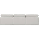  Manufacturer Color_Cream -- Comfy 117" Cream Linen Textured Fabric Upholstered 3 pc Armless Modular Sofa IMAGE 3
