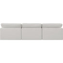 Meridian Comfy Cream Linen Textured Fabric Modular Sofa IMAGE 3