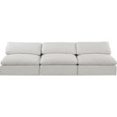  Manufacturer Color_Cream -- Comfy 117" Cream Linen Textured Fabric Upholstered 3 pc Armless Modular Sofa IMAGE 4