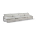  Manufacturer Color_Cream -- Comfy 156" Cream Linen Textured Fabric Upholstered 4 pc Armless Modular Sofa IMAGE 1