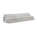  Manufacturer Color_Cream -- Comfy 156" Cream Linen Textured Fabric Upholstered 4 pc Armless Modular Sofa IMAGE 1