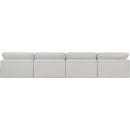  Manufacturer Color_Cream -- Comfy 156" Cream Linen Textured Fabric Upholstered 4 pc Armless Modular Sofa IMAGE 3