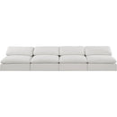  Manufacturer Color_Cream -- Comfy 156" Cream Linen Textured Fabric Upholstered 4 pc Armless Modular Sofa IMAGE 4