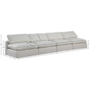  Manufacturer Color_Cream -- Comfy 156" Cream Linen Textured Fabric Upholstered 4 pc Armless Modular Sofa IMAGE 9