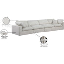  Manufacturer Color_Cream -- Comfy 158" Cream Linen Textured Fabric Upholstered 4 pc Modular Sofa IMAGE 10