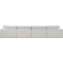  Manufacturer Color_Cream -- Comfy 158" Cream Linen Textured Fabric Upholstered 4 pc Modular Sofa IMAGE 3