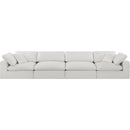  Manufacturer Color_Cream -- Comfy 158" Cream Linen Textured Fabric Upholstered 4 pc Modular Sofa IMAGE 4