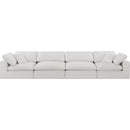 Meridian Comfy Cream Linen Textured Fabric Modular Sofa IMAGE 4
