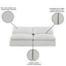  Manufacturer Color_Cream -- Comfy 78" Cream Linen Textured Fabric Upholstered 2 pc Armless Modular Loveseat IMAGE 10