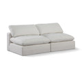  Manufacturer Color_Cream -- Comfy 78" Cream Linen Textured Fabric Upholstered 2 pc Armless Modular Loveseat IMAGE 1