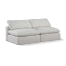  Manufacturer Color_Cream -- Comfy 78" Cream Linen Textured Fabric Upholstered 2 pc Armless Modular Loveseat IMAGE 1