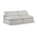 Meridian Comfy Cream Linen Textured Fabric Modular Sofa IMAGE 1