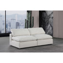  Manufacturer Color_Cream -- Comfy 78" Cream Linen Textured Fabric Upholstered 2 pc Armless Modular Loveseat IMAGE 2