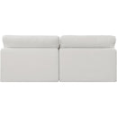  Manufacturer Color_Cream -- Comfy 78" Cream Linen Textured Fabric Upholstered 2 pc Armless Modular Loveseat IMAGE 3