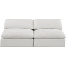 Meridian Comfy Cream Linen Textured Fabric Modular Sofa IMAGE 4