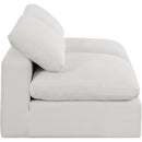  Manufacturer Color_Cream -- Comfy 78" Cream Linen Textured Fabric Upholstered 2 pc Armless Modular Loveseat IMAGE 5