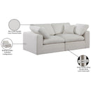  Manufacturer Color_Cream -- Comfy 80" Cream Linen Textured Fabric Upholstered 2 pc Modular Loveseat IMAGE 10