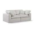  Manufacturer Color_Cream -- Comfy 80" Cream Linen Textured Fabric Upholstered 2 pc Modular Loveseat IMAGE 1