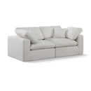  Manufacturer Color_Cream -- Comfy 80" Cream Linen Textured Fabric Upholstered 2 pc Modular Loveseat IMAGE 1