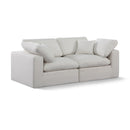 Meridian Comfy Cream Linen Textured Fabric Modular Sofa IMAGE 1