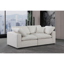 Manufacturer Color_Cream -- Comfy 80" Cream Linen Textured Fabric Upholstered 2 pc Modular Loveseat IMAGE 2