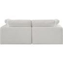  Manufacturer Color_Cream -- Comfy 80" Cream Linen Textured Fabric Upholstered 2 pc Modular Loveseat IMAGE 3
