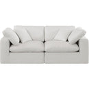  Manufacturer Color_Cream -- Comfy 80" Cream Linen Textured Fabric Upholstered 2 pc Modular Loveseat IMAGE 4