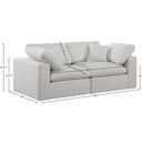  Manufacturer Color_Cream -- Comfy 80" Cream Linen Textured Fabric Upholstered 2 pc Modular Loveseat IMAGE 9