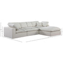  Manufacturer Color_Cream -- Comfy 119" Cream Linen Textured Fabric Upholstered 4 pc Modular Sectional IMAGE 11