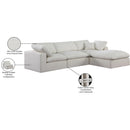  Manufacturer Color_Cream -- Comfy 119" Cream Linen Textured Fabric Upholstered 4 pc Modular Sectional IMAGE 12