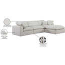 Meridian Comfy Cream Linen Textured Fabric Modular Sectional IMAGE 12