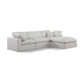  Manufacturer Color_Cream -- Comfy 119" Cream Linen Textured Fabric Upholstered 4 pc Modular Sectional IMAGE 1