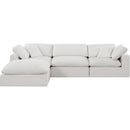  Manufacturer Color_Cream -- Comfy 119" Cream Linen Textured Fabric Upholstered 4 pc Modular Sectional IMAGE 4