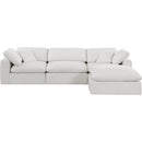 Meridian Comfy Cream Linen Textured Fabric Modular Sectional IMAGE 5